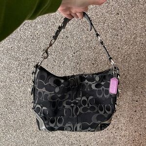 Y2K Coach Carly Black and Gray Patterned Shoulder Bag
